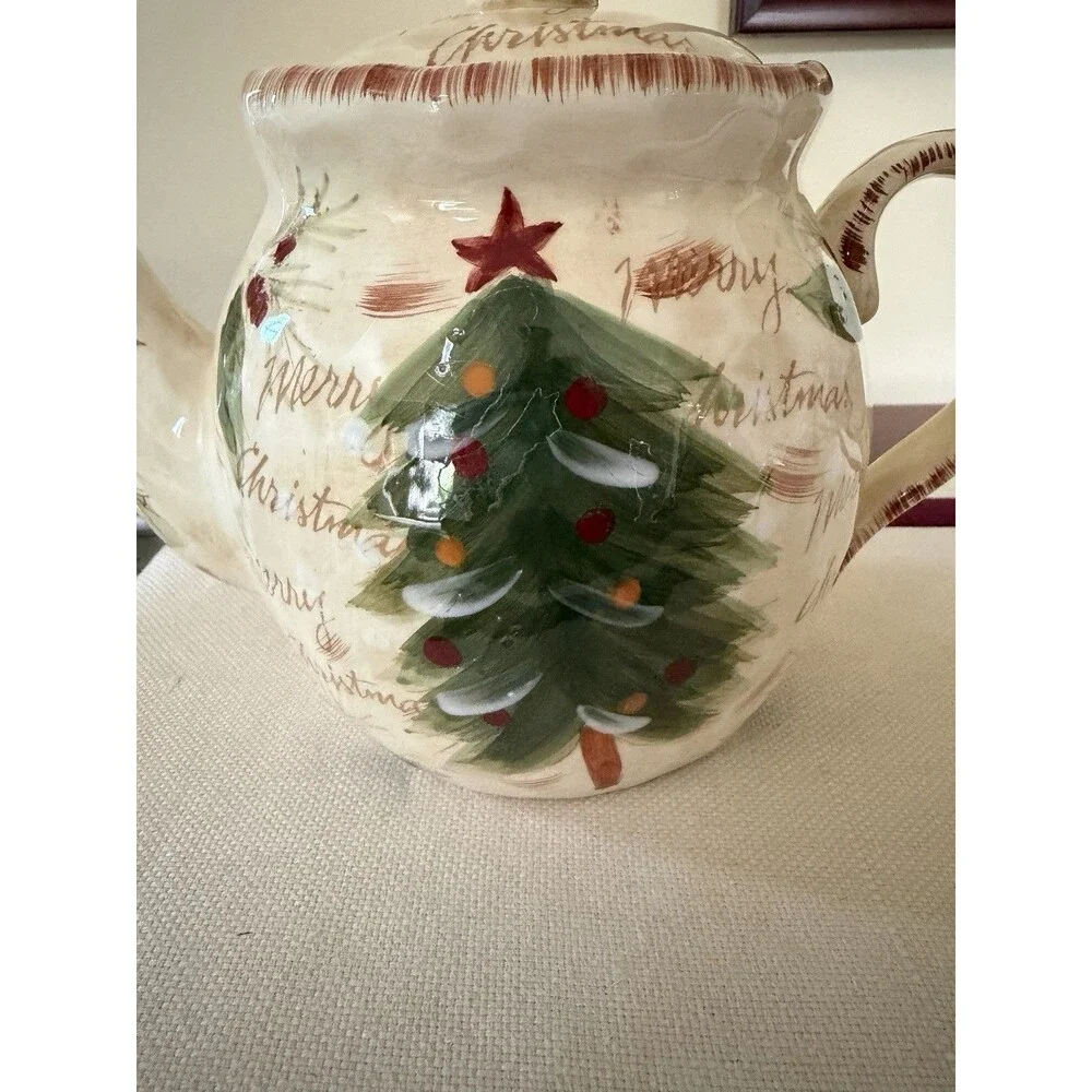 ND Exclusive Hand-painted Christmas Tree Ceramic Teapot